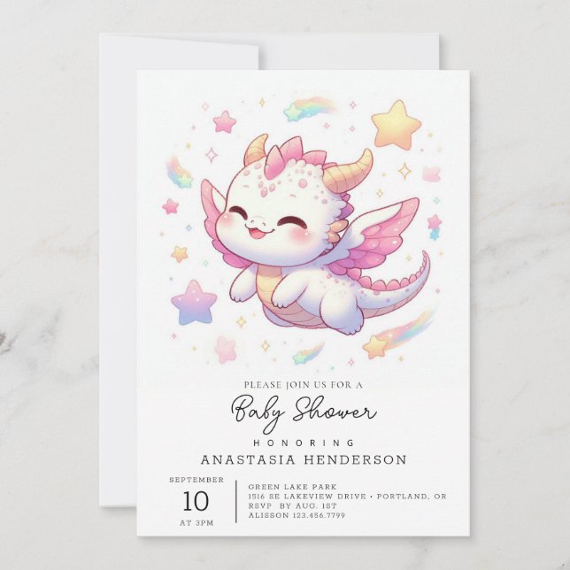 Simple Dragon Baby Shower Inbjudningar (Framsida)