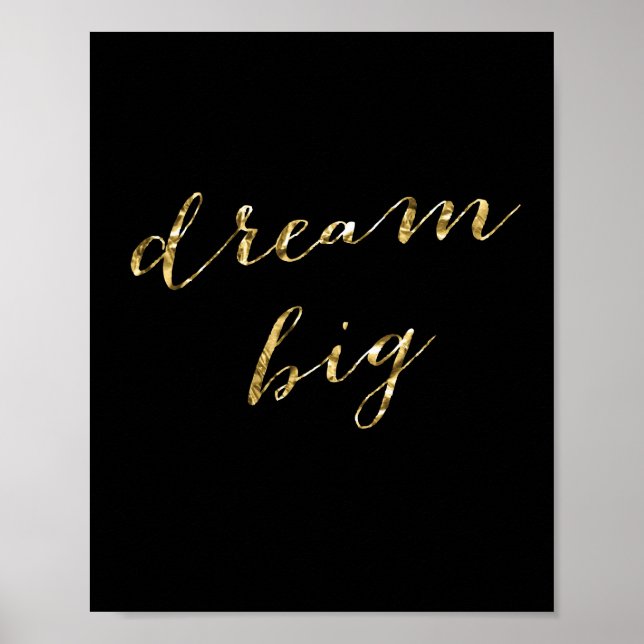 Simple Dream Big Black and Gold Foil Poster 8 x 10 (Framsidan)