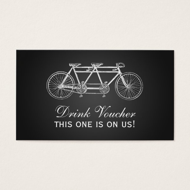 Simple Drink Voucher Tandem Bike Black Visitkort (Framsidan)