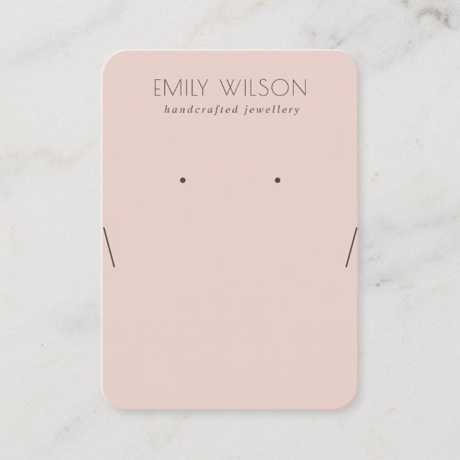 Simple Dusky Ro Rosa Necklace Earring Visning Visitkort (Framsida)