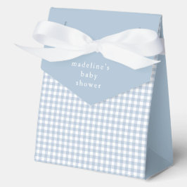 Simple Dusty Blue Gingham Boys Baby Shower Presentaskar