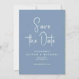 Simple Dusty Blue Wedding | QR Code Save The Date Inbjudningar