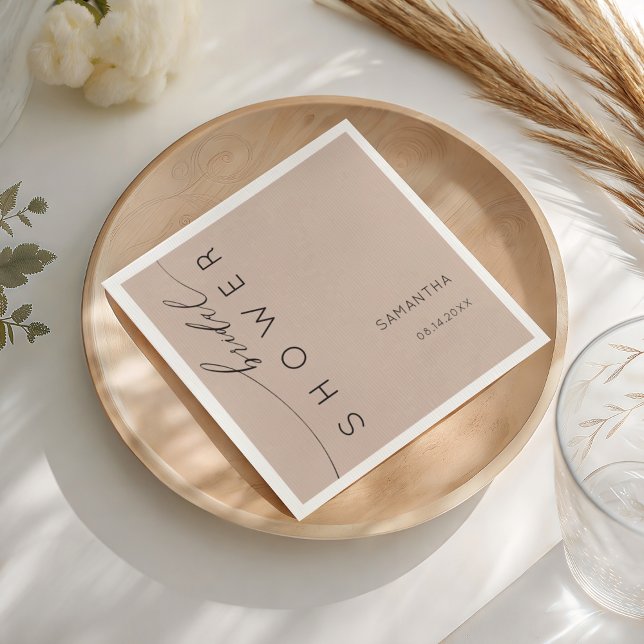 Simple Dusty Peach Bridal Shower Pappersservett (Skapare uppladdad)