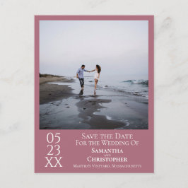 Simple Dusty Ro Bröllop spara datum Photo Vykort