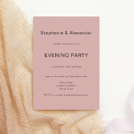 Simple Dusty Ro Rosa Bröllop Evening Party Inbjudningar