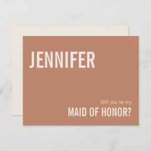 Simple Dusty Terracotta Maid of honor Frieri Anteckningskort