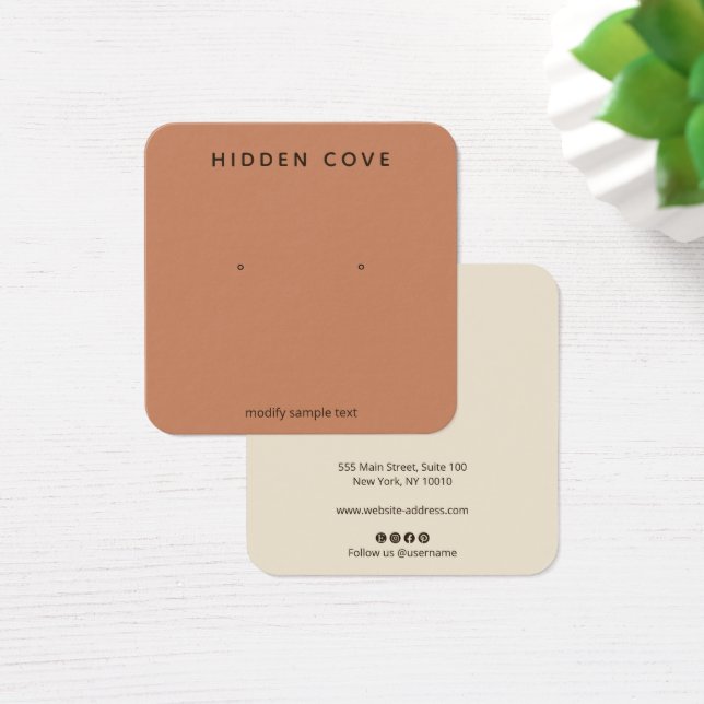 Simple Earthy Terracotta Earring Jewelry Fyrkantigt Visitkort (Skivbord)