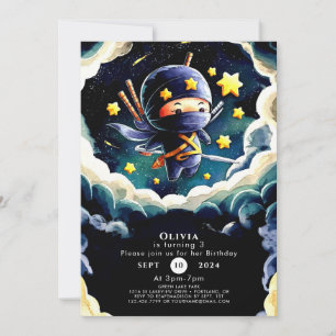 Simple Editable Ninja Birthday Inbjudningar