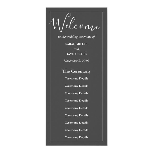Simple Elegance Bröllop Ceremony Program (Framsidan)