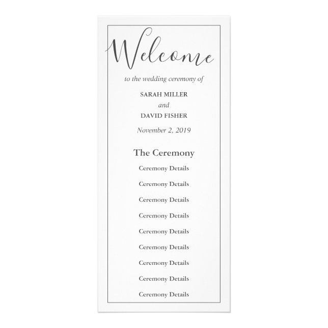 Simple Elegance Bröllop Ceremony Program (Framsidan)