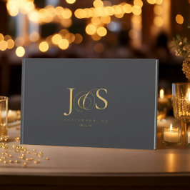 Simple Elegance Bröllop Initialer Charcol ID1022 Gästböcker