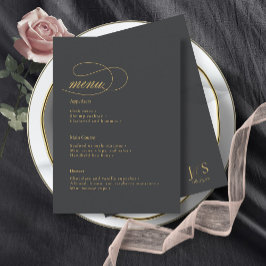 Simple Elegance Bröllop Menu Charcol ID1022 Meny