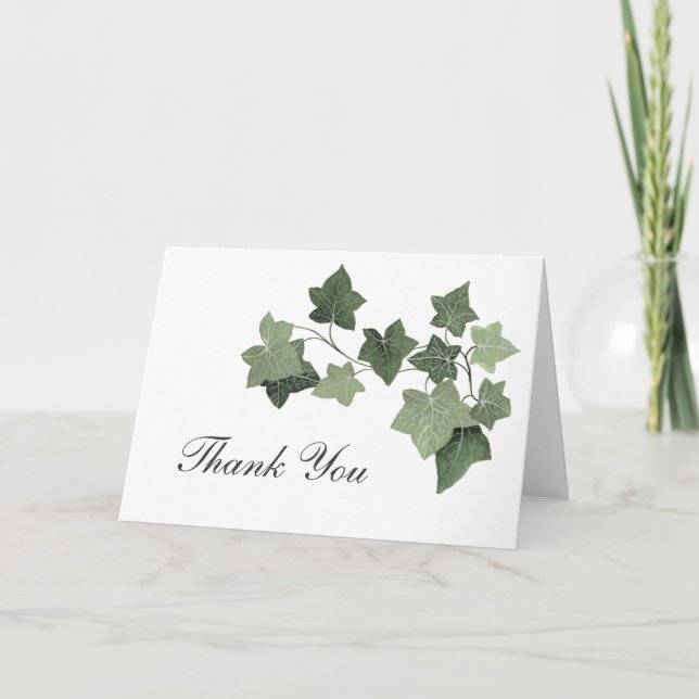 Simple Elegance Grönt Ivy Tack Kort (Framsida)