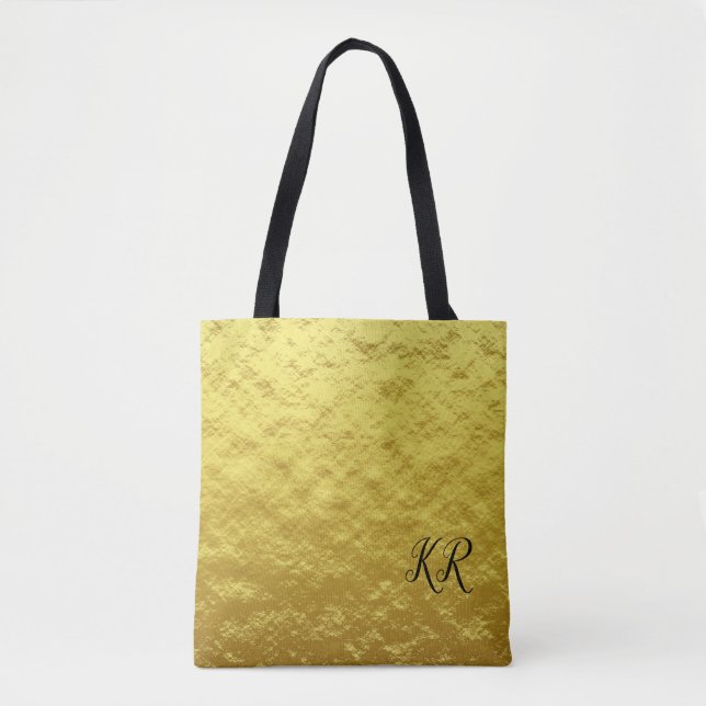 Simple Elegance Guld Bag Black Classy Monogram Tygkasse (Framsida)
