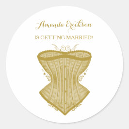 Simple Elegance Guld Corset Lingerie Möhippa Runt Klistermärke