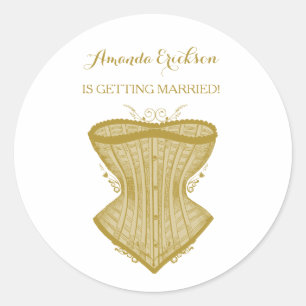 Simple Elegance Guld Corset Lingerie Möhippa Runt Klistermärke