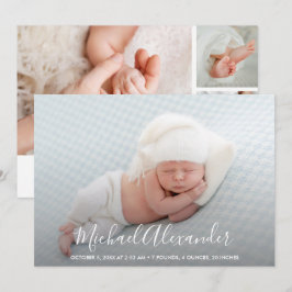 Simple Elegance Pojke Photo Birth Meddelande