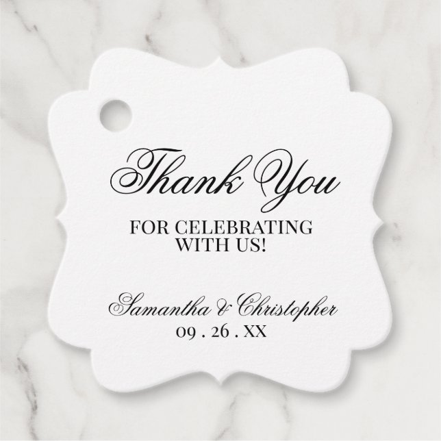 Simple Elegance Tack Bröllop Gåvor Etiketter (Framsida)