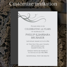 Simple Elegant 25th Wedding Anniversary Party Inbjudningar