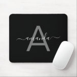 Simple Elegant Add Your Name & Monogrammed Black  Musmatta<br><div class="desc">Simple Elegant Add Your Name & Monogrammed Black Mousepad.</div>