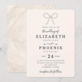 Simple Elegant Antique Pearl Pearl Bow Wedding Inbjudningar