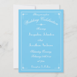 Simple Elegant Aqua Blue & White Fancy Script Inbjudningar