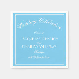 Simple Elegant Aqua Blue & White Script Wedding Pappersservett