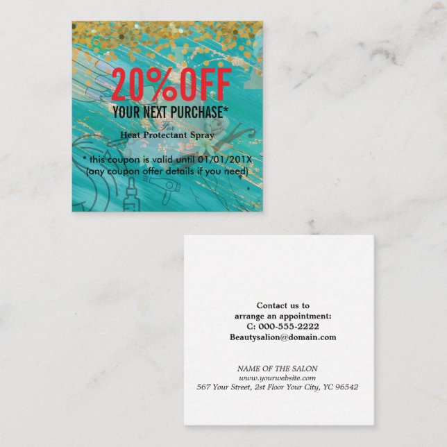 Simple Elegant Beauty Salon Rabattkort (Fram/baksida)