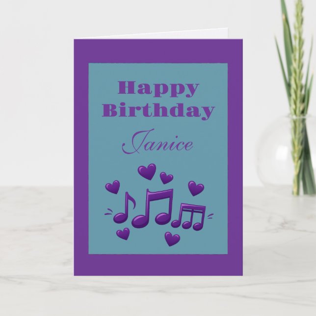Simple Elegant Birthday Music Notes Birthday Kort (Framsida)