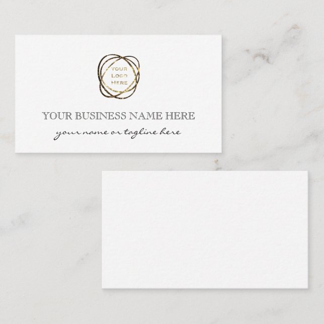 Simple Elegant Black Add Business Logo Custom   Visitkort (Fram/baksida)