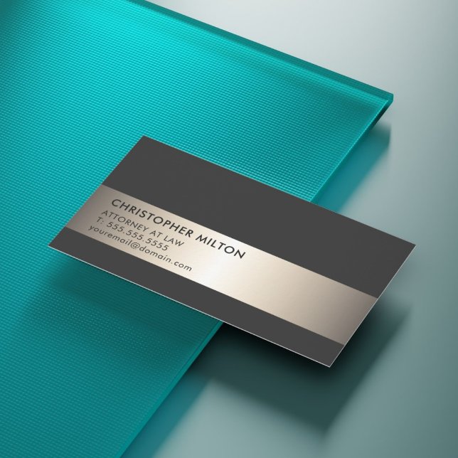 Simple Elegant Black Faux Metall Rand Attorney Visitkort (Skapare uppladdad)