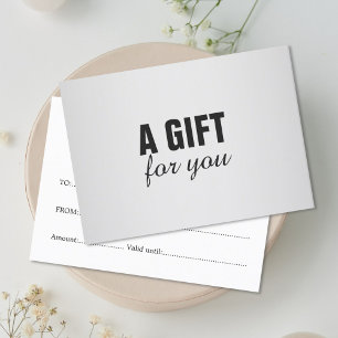 Simple Elegant Black Faux Silver Gift Certificate Rabattkort