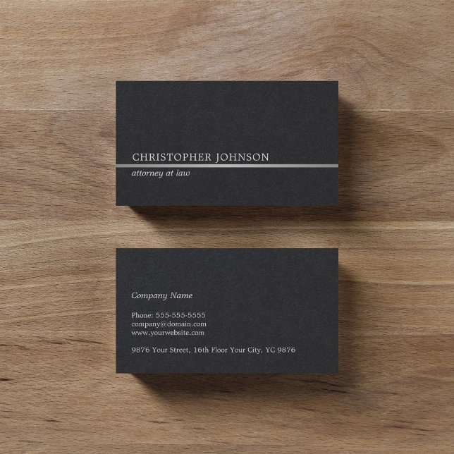 Simple Elegant Black Faux Silver Line Attorney Visitkort (Skapare uppladdad)