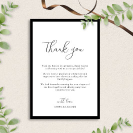 Simple Elegant Black & White Border Script Wedding Tack Kort