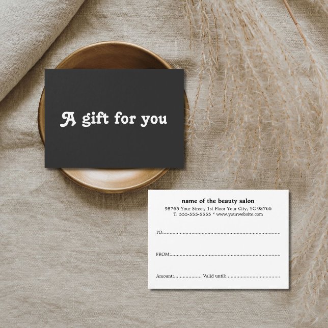 Simple Elegant Black White Gift Certificate Visitkort (Skapare uppladdad)