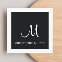 Simple Elegant Black White Monogram Attorney