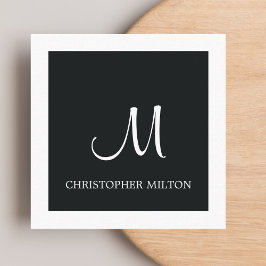 Simple Elegant Black White Monogram Attorney Fyrkantigt Visitkort