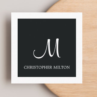 Simple Elegant Black White Monogram Attorney Fyrkantigt Visitkort