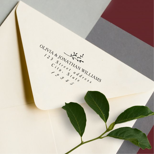 Simple Elegant Botanical Wedding Return Address Stämpel (Skapare uppladdad)