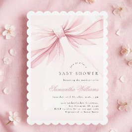 Simple Elegant Bow Baby Shower Invitation Inbjudningar