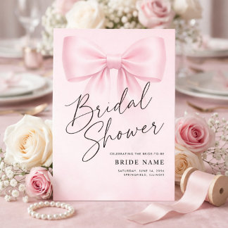 Simple Elegant Bow Stripe Bridal Shower Inbjudningar