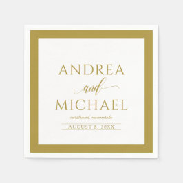 Simple & Elegant bröllop Cocktail Napkins (Guld) Pappersservett