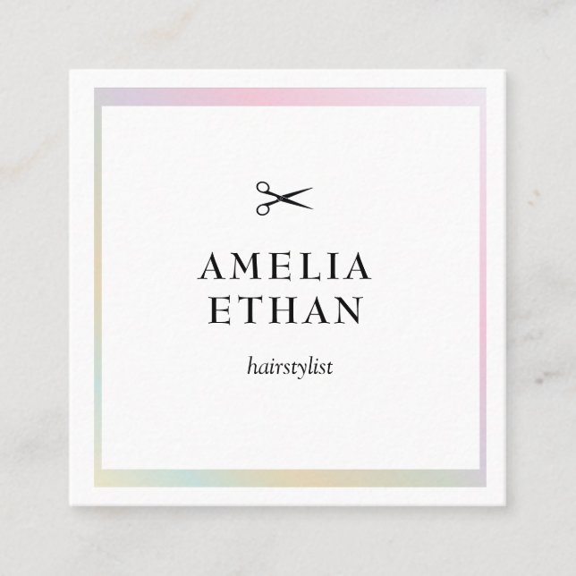 Simple elegant business light beauty salon fyrkantigt visitkort (Framsida)