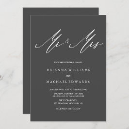 Simple Elegant Calligraphy Mr och Mrs Bröllop Inbjudningar