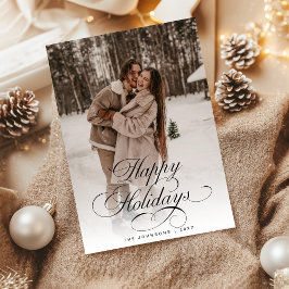 Simple Elegant Calligraphy Script Christmas Photo Julkort