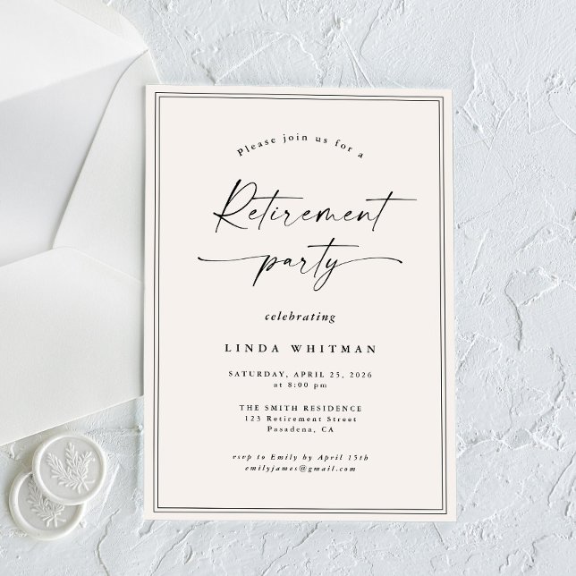 Simple Elegant Calligraphy Script Retirement Party Inbjudningar (Skapare uppladdad)
