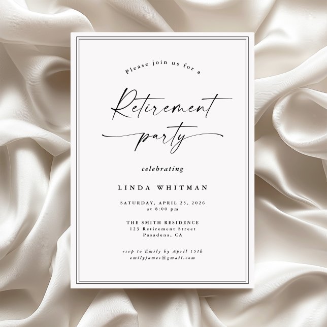 Simple Elegant Calligraphy Script Retirement Party Inbjudningar (Skapare uppladdad)