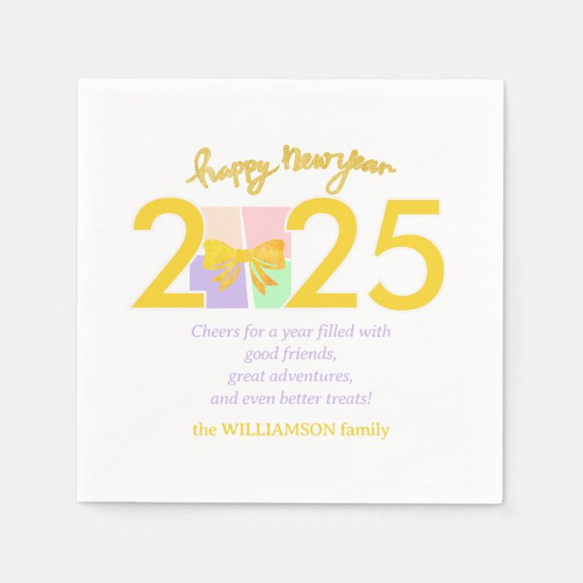 Simple Elegant Christmas New Year Gift Box Bow Pappersservett (Framsidan)