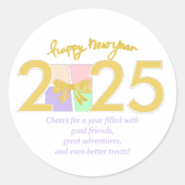 Simple Elegant Christmas New Year Gift Box Bow Runt Klistermärke