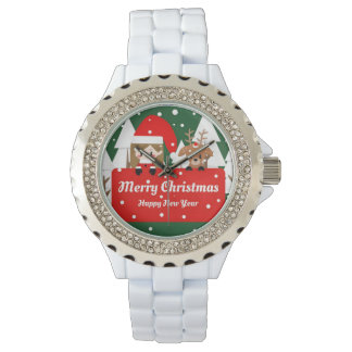 Simple Elegant Christmas Watercolor Botanical Armbandsur